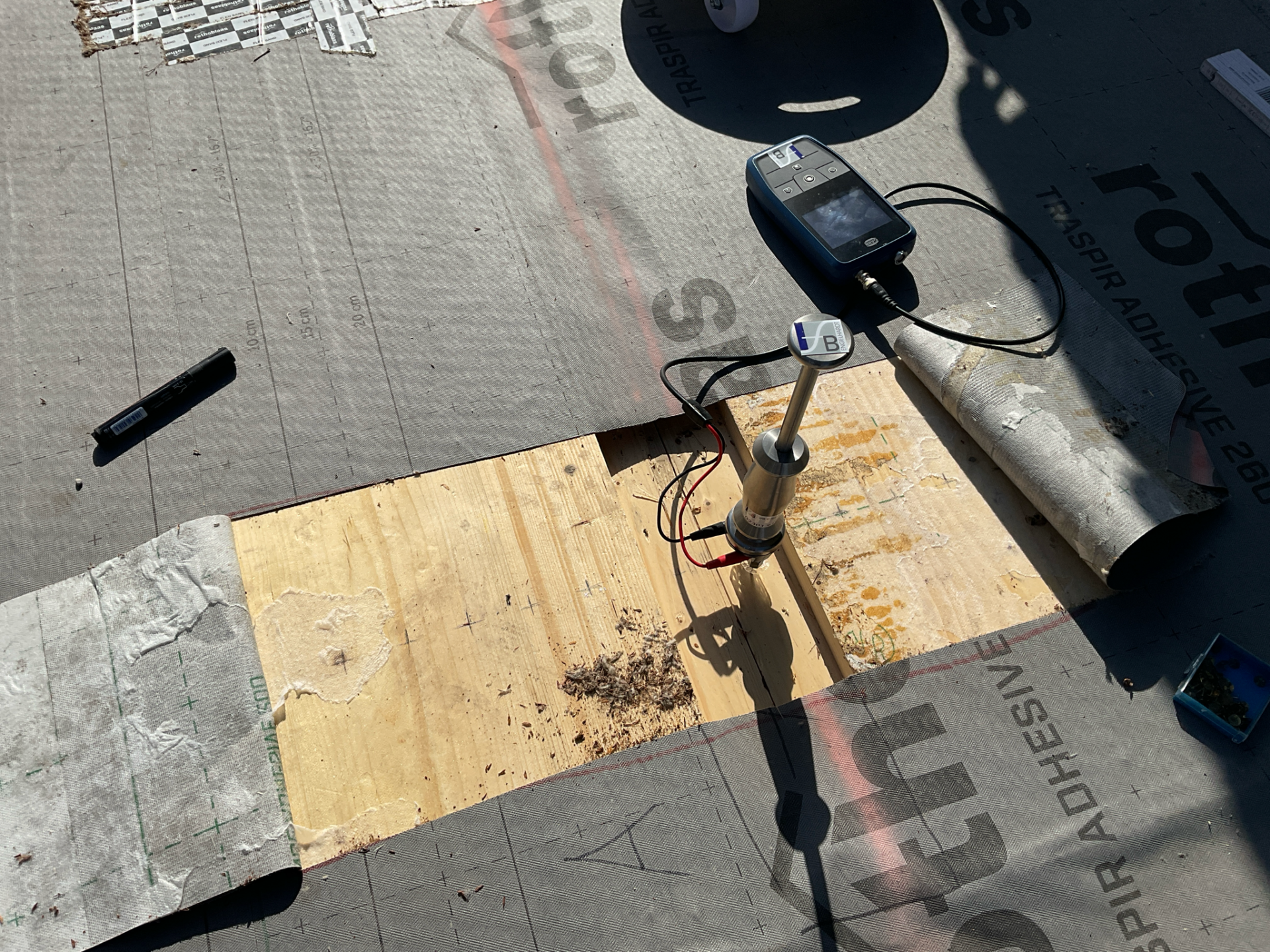 Feuchtemessung Brettstapeldecke mit Rammelektrode